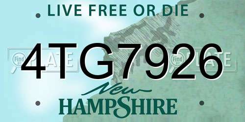 4TG7926 New Hampshire License Plate