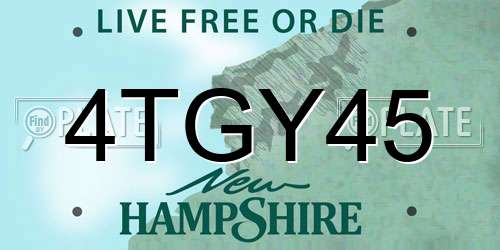 4TGY45 New Hampshire License Plate