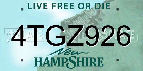 4TGZ926 New Hampshire License Plate