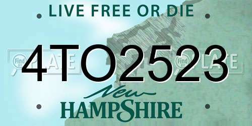 4TO2523 New Hampshire License Plate