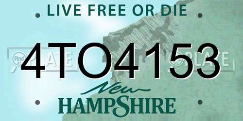 4TO4153 New Hampshire License Plate