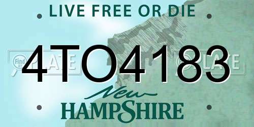 4TO4183 New Hampshire License Plate