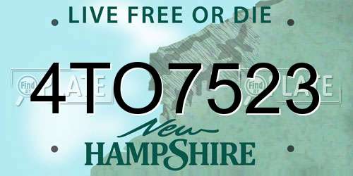 4TO7523 New Hampshire License Plate