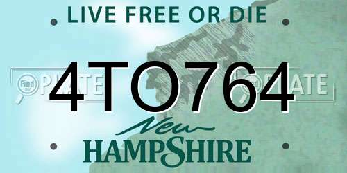 4TO764 New Hampshire License Plate