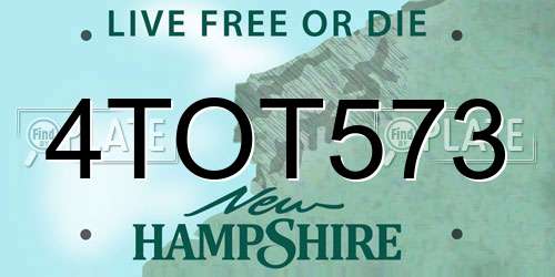 4TOT573 New Hampshire License Plate