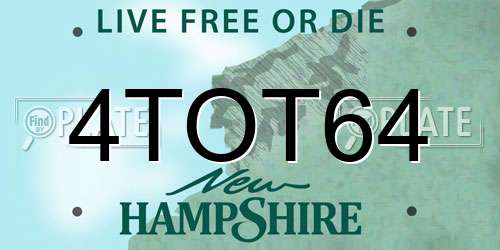 4TOT64 New Hampshire License Plate