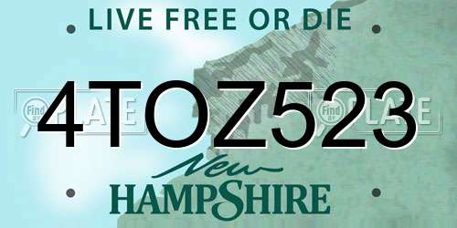 4TOZ523 New Hampshire License Plate