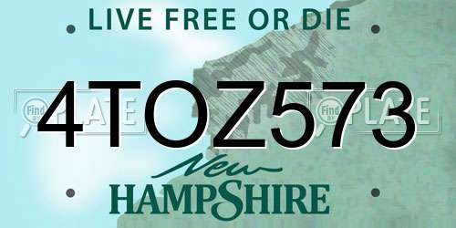 4TOZ573 New Hampshire License Plate