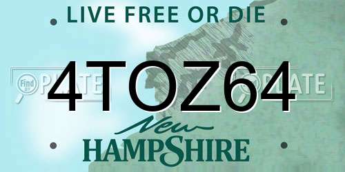 4TOZ64 New Hampshire License Plate