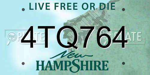 4TQ764 New Hampshire License Plate