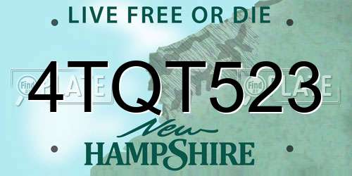 4TQT523 New Hampshire License Plate
