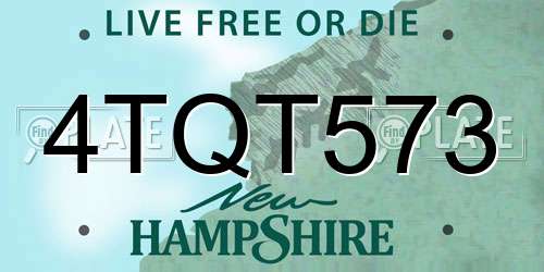 4TQT573 New Hampshire License Plate