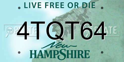4TQT64 New Hampshire License Plate