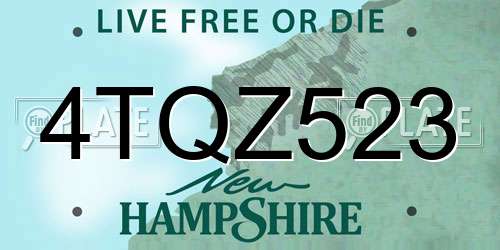 4TQZ523 New Hampshire License Plate