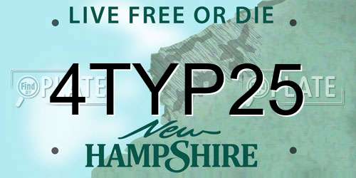 4TYP25 New Hampshire License Plate
