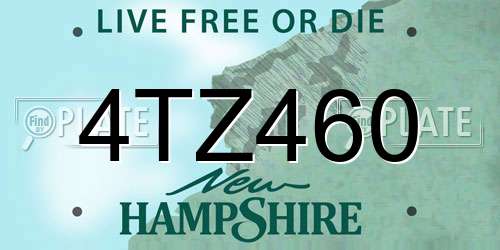 4TZ460 New Hampshire License Plate