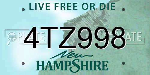 4TZ998 New Hampshire License Plate