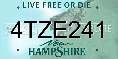 4TZE241 New Hampshire License Plate