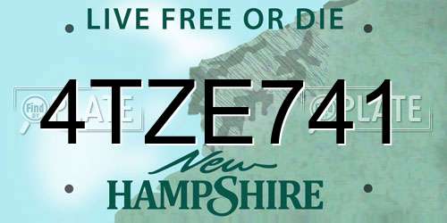 4TZE741 New Hampshire License Plate
