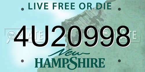 4U20998 New Hampshire License Plate