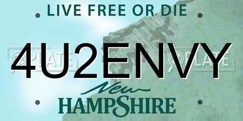 4U2ENVY New Hampshire License Plate