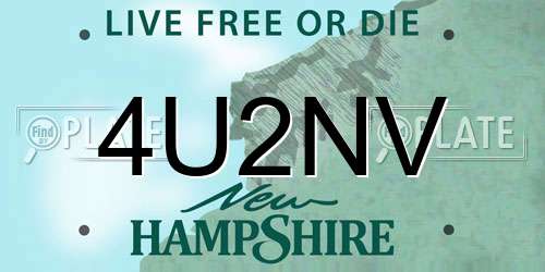 4U2NV New Hampshire License Plate