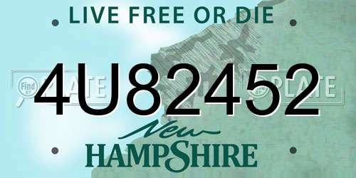 4U82452 New Hampshire License Plate