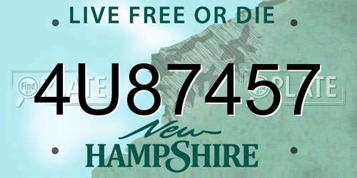 4U87457 New Hampshire License Plate