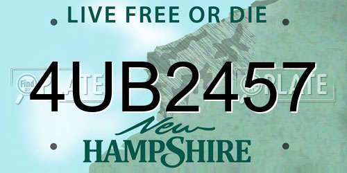 4UB2457 New Hampshire License Plate
