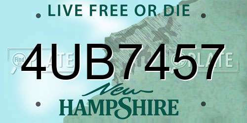 4UB7457 New Hampshire License Plate