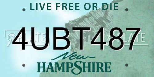4UBT487 New Hampshire License Plate