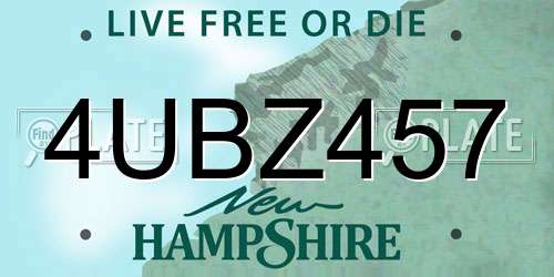 4UBZ457 New Hampshire License Plate