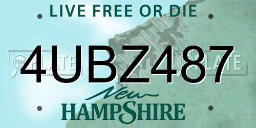 4UBZ487 New Hampshire License Plate