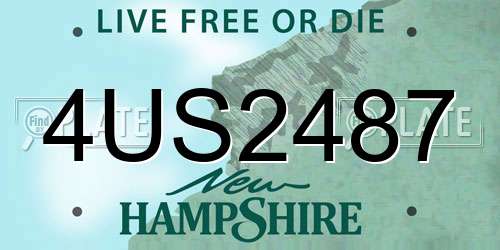 4US2487 New Hampshire License Plate