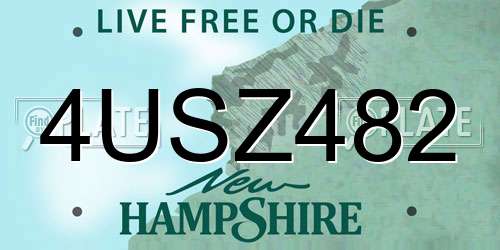 4USZ482 New Hampshire License Plate