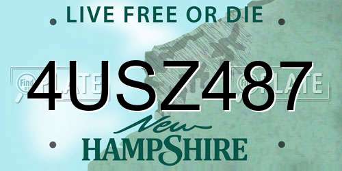 4USZ487 New Hampshire License Plate