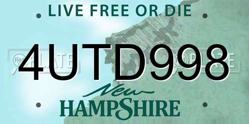 4UTD998 New Hampshire License Plate