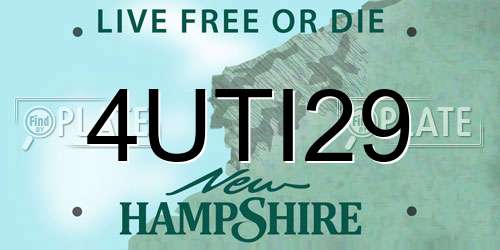4UTI29 New Hampshire License Plate