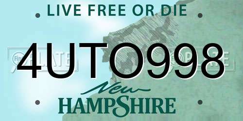 4UTO998 New Hampshire License Plate