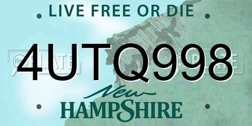 4UTQ998 New Hampshire License Plate
