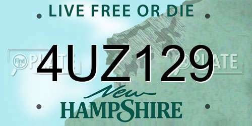 4UZ129 New Hampshire License Plate