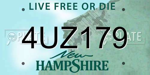 4UZ179 New Hampshire License Plate