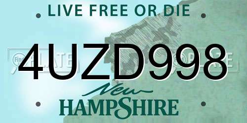 4UZD998 New Hampshire License Plate