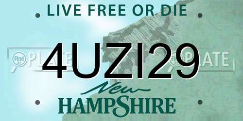 4UZI29 New Hampshire License Plate