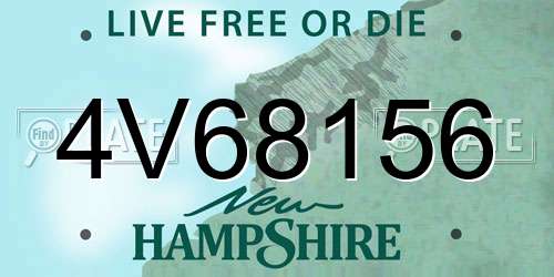 4V68156 New Hampshire License Plate
