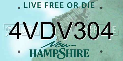 4VDV304 New Hampshire License Plate