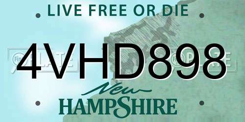 4VHD898 New Hampshire License Plate