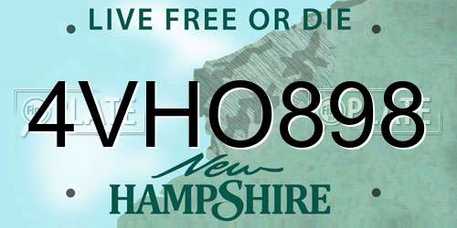 4VHO898 New Hampshire License Plate