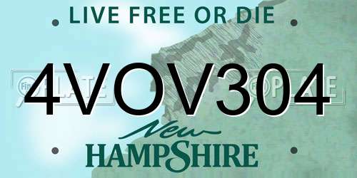 4VOV304 New Hampshire License Plate