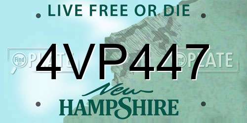 4VP447 New Hampshire License Plate